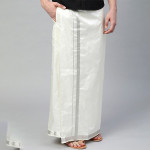 Men Off-White Solid Veshti With Woven Border