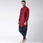 Men Navy Blue Solid Satin Dhoti Pant