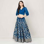 BIBA Women Ruffled Blouse with Floral Printed Lehenga