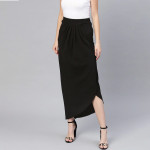 Black Midi Wrap Skirt