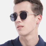 Unisex Black Lens & Silver-Toned Round Sunglasses with UV Protected Lens