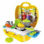 Kitchen Cooking Pretend Play Kit With Toy Briefcase Set of 26 - Yellow