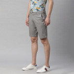 Men Grey Solid Regular Fit Chino Shorts