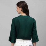 Women Green Tie-Up Crop Shrug