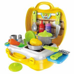 Kitchen Cooking Pretend Play Kit With Toy Briefcase Set of 26 - Yellow