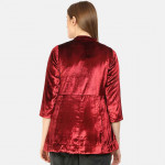 Women Burgundy Embroidered Shrug