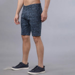 Men Blue Printed Slim Fit Denim Shorts