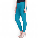 Women Blue Solid Ankle Length Leggings