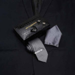 Men Grey Printed Formal Accessory Gift Set