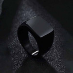 Men Black Stainless Steel Band Finger Ring