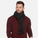 Men Black & Grey Patterned Muffler