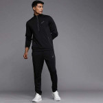 Men Black Brand Logo Printed Poly Knit Track Suit