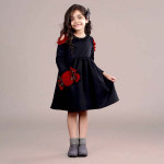 Black Embellished A-Line Winter Dress