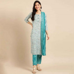 Turquoise Kurta Pant Set With Dupatta