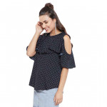 Cold Shoulder Polka Dot Top