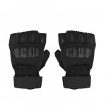 Black Solid Half Finger Anti-Slip Gloves