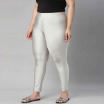 Women Silver-Colored Solid Ankle-Length Leggings