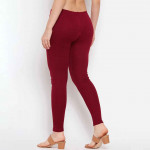 Women Pack Of 2 Maroon & White Solid Leggings