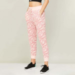 Women Animal Print Drawstring Closure Trackpants