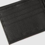 Men Black Solid Leather Three Fold Wallet