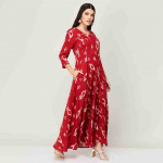 Women Printed V-Neck Maxi Dress