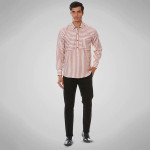 Men Brown Striped Cotton Full Sleeves Casual Shirt for Men