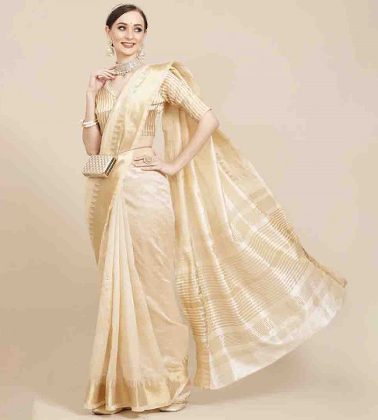 Off White & Golden Woven Design Saree