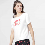 Women White & Red Printed Lounge Top